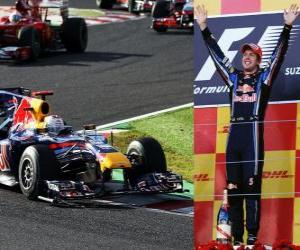 Puzzle Sebastian Vettel γιορτάζει τη νίκη του στο Grand Prix της Ιαπωνίας (2010)